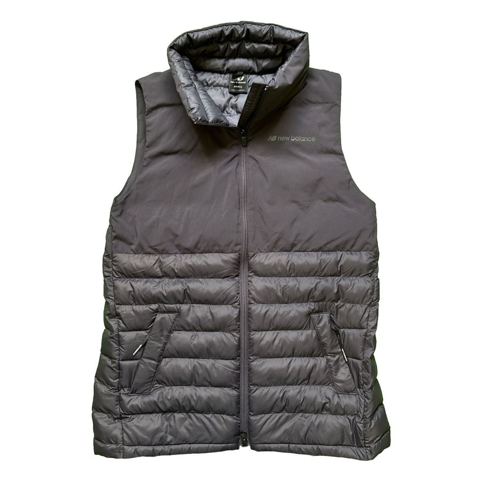 New Balance Puffer Vest Size S Navy Blue Water Resistant Running Full Zip Jacket